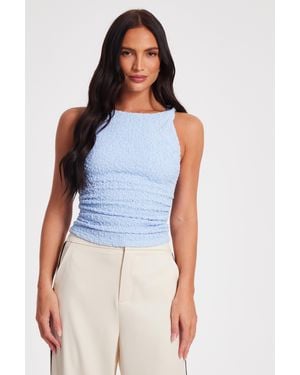 Quiz Textured Mesh Top - Blue