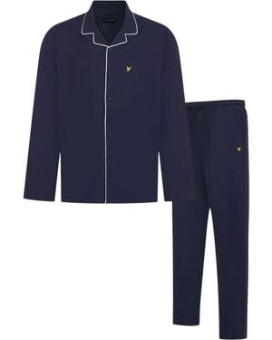 Lyle & Scott Bellingham Check Pyjama Set Cotton Regalur Fit - Blue