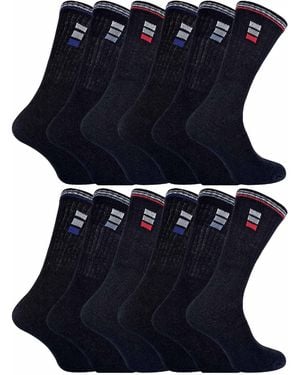Sock Snob 12 Pairs Retro Stripe Cotton Sports Socks - Blue