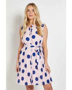 Wallis Petite Polka Dot Pleated Shift Dress - White