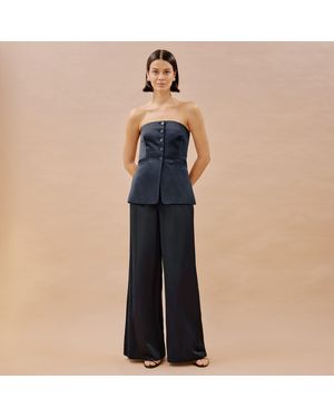 Albaray Satin Wide Leg Trousers - Blue
