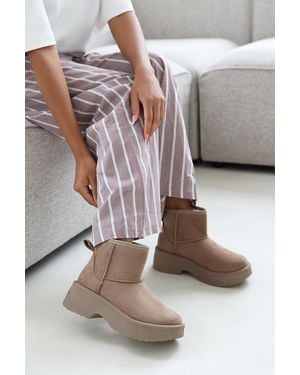 Where's That From Wheres 'Blakelie' Suede Platform Ankle Boots - Natural