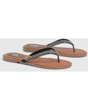 Good for the Sole Diamante Comfort Flip Flops - Black