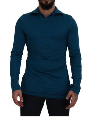Dolce & Gabbana Stijlvolle Katoenen Trui Met Kraag - Blauw