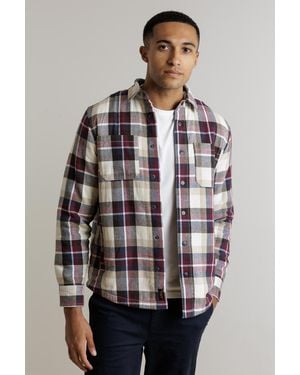 Tokyo Laundry Sherpa-Lined Check Overshirt - Brown