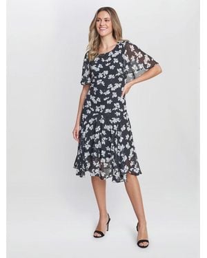 Gina Bacconi Annette Chiffon Dress - Blue