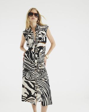 river island pink zebra dress White Zebra Print Asymmetric Cape Dress