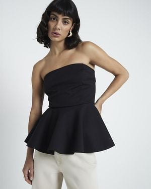 River Island Bandeau Peplum Top - Black