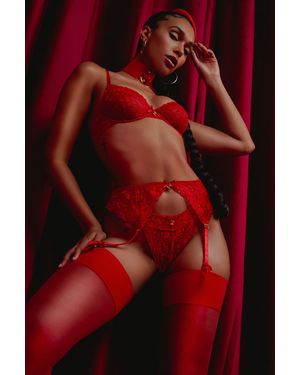 squish. Leomie Cherry Suspender Belt - Red