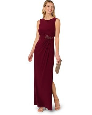 Adrianna Papell Studio Jersey Embellished Gown - Red