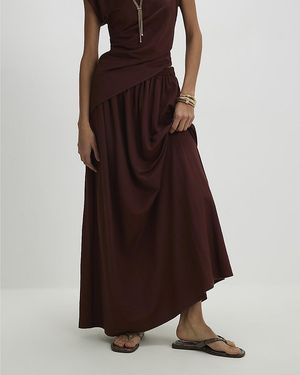 River Island Maxi Skirt Elasticated Waist Viscose - Brown