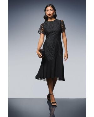 Wallis Sleeveless Lace Asymmetric Midi Dress - Blue
