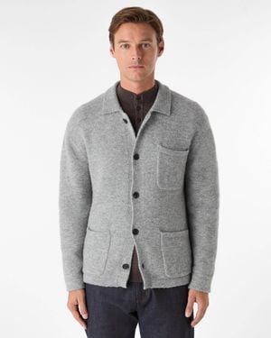 Oliver Sweeney Heywood Alpaca Wool Blend Knitted Overshirt - Grey