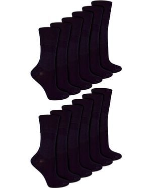 IOMI 12 Pair Multipack Ladies Diabetic Bamboo Socks - Blue