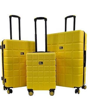 Infinity Leather Hard Shell Classic 8 Wheel Cabin Luggage Case Travel Suitcases Abs - Yellow