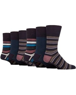 Gentle Grip 6 Pack Non Elastic Loose Top Bamboo Socks - Blue