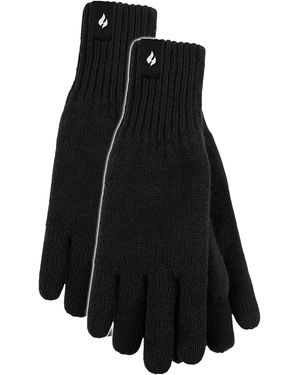 Heat Holders Thermal Gloves With Protective Ribbed Cuff - Black