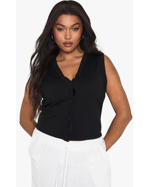 Boohoo Plus Lightweight Button Through Waistcoat - Black