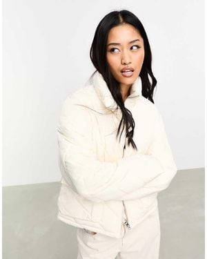 Pieces Diagnoal Quilted Padded Jacket - Natural