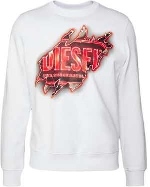 DIESEL Peel Effect Logo Sweatshirt - White