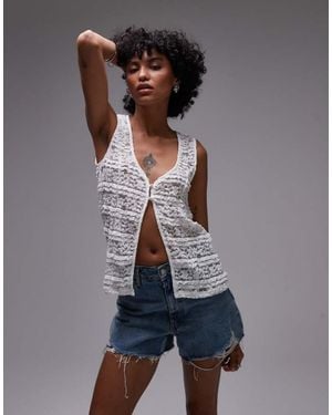 Rhythm Haven Lace Longline Vest - Grey