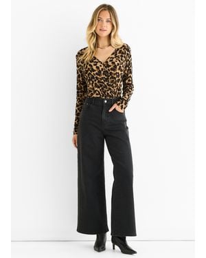 Gini London Animal Wrap Jersey Bodysuit - Brown