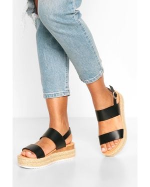 Boohoo Double Strap Espadrille Flatforms - Blue