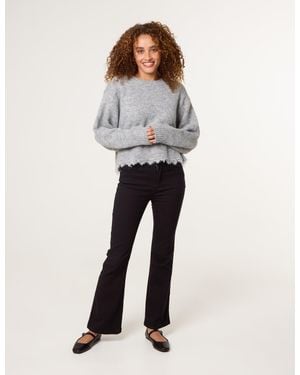 Blue Vanilla Lace Detailed Crew Neck Jumper - Grey