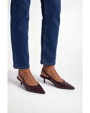 Wallis Bonnie Faux Leather Slingback Kitten Heel Court Shoes - Blue