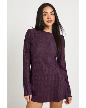 Boohoo Textured Flare Sleeve Shift Dress - Purple
