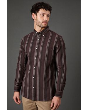 MAINE Stripe Long Sleeve Shirt Cotton - Grey