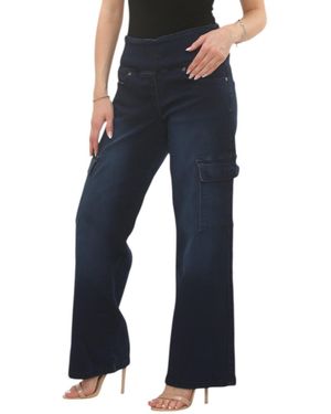 MYT Tummy Control Wide Leg Cargo Jeans - Blue