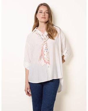 Blue Vanilla Scarf Viscose Crinkle Shirt - White