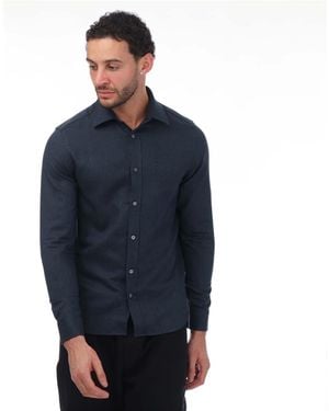 Ted Baker Crotone Long Sleeve Herringbone Shirt - Blue