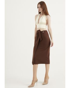 Herita Tie-taillerok Met Splitdetail - Naturel