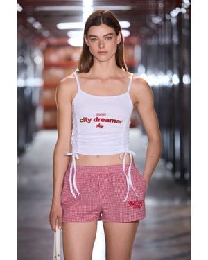 Grimelange High Waist Gingham Shorts - Red