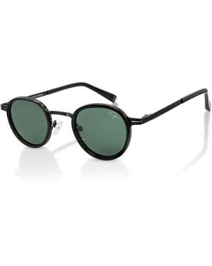 Infinity Leather De-Gamme Retro Round Polarized Sunglasses - Green