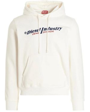 DIESEL Industry Denim Division Design Hoodie Cotton - White