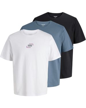 Jack & Jones T-Shirts 3 Pack Short Sleeve - Blue
