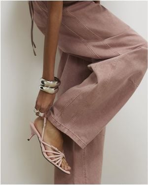 River Island Sandals Caged Kitten Heel Pu - Brown