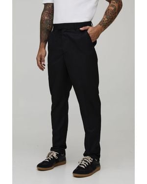 BoohooMAN High Waisted Slim Tapered Tailored Trousers - Black