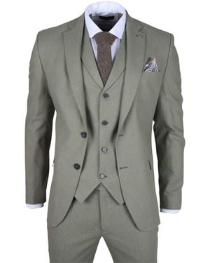 TruClothing Sage Tailor Fit3 Piece Linen Summer Wedding Suit - Grey