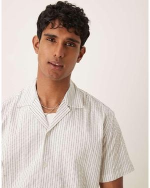 SELECTED Seersucker Revere Collar Shirt - Multicolour