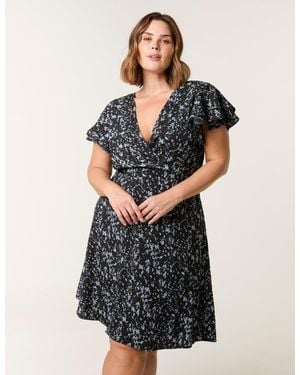 Blue Vanilla Curve Frill Sleeve Mini Dress - Black