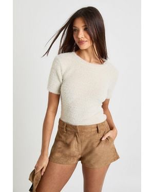 Boohoo Faux Suede Short - White