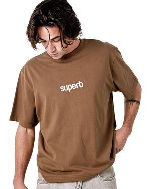 Superb Oversized Katoenen T-Shirt Met Korte Mouwen Little Core Puffy Sprb3500 - Bruin