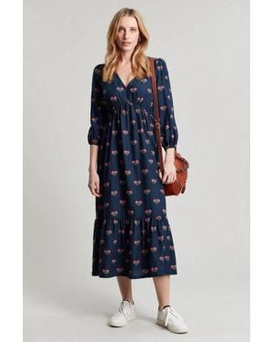Joules Sienna Floral Maxi Dress Viscose - Blue