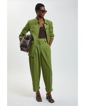Karen Millen Herringbone Texture Utility Trousers - Green