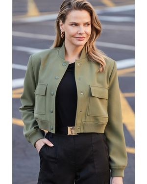 Sosandar Khaki Utility Bomber Jacket - Grey