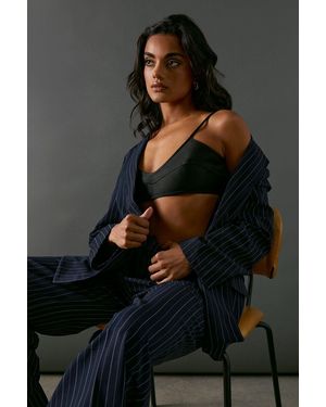 Warehouse Heavy Satin Strappy Seaming Bralette - Grey